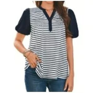 Women's V-Neck Summer Blouse: Lantern Sleeve, Dressy Casual, Loose Fit XXL